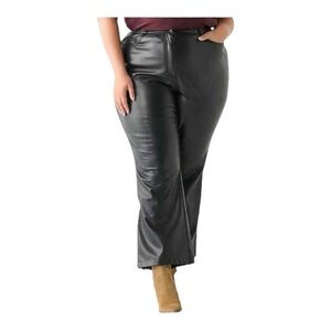DEX Faux Leather High Waisted Straight Leg Cropped Black Pants Sz 1X